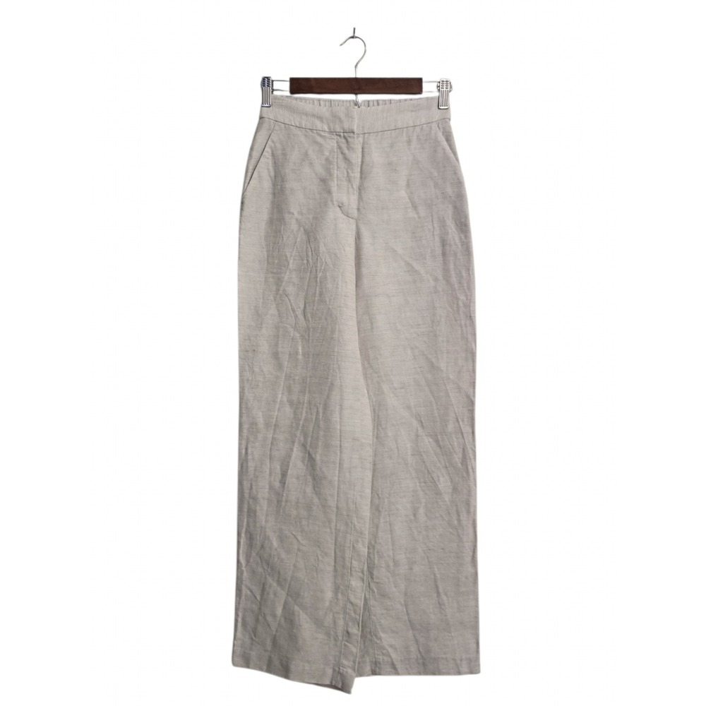 Aritzia The Effortless High Rise Wide Leg Linen Twill Pant In Cool Beige Sz 0